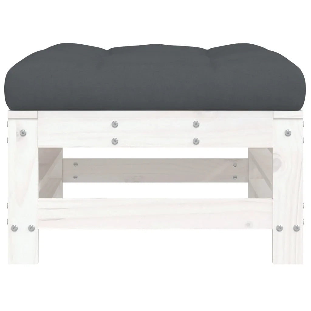 Sedia da giardino-Poggiapiedi da Giardino con Cuscino Legno Massello Pino Bianco 564427