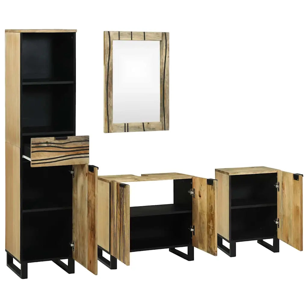 Set di mobili per il bagno 4 pcs Marrone Legno multistrato