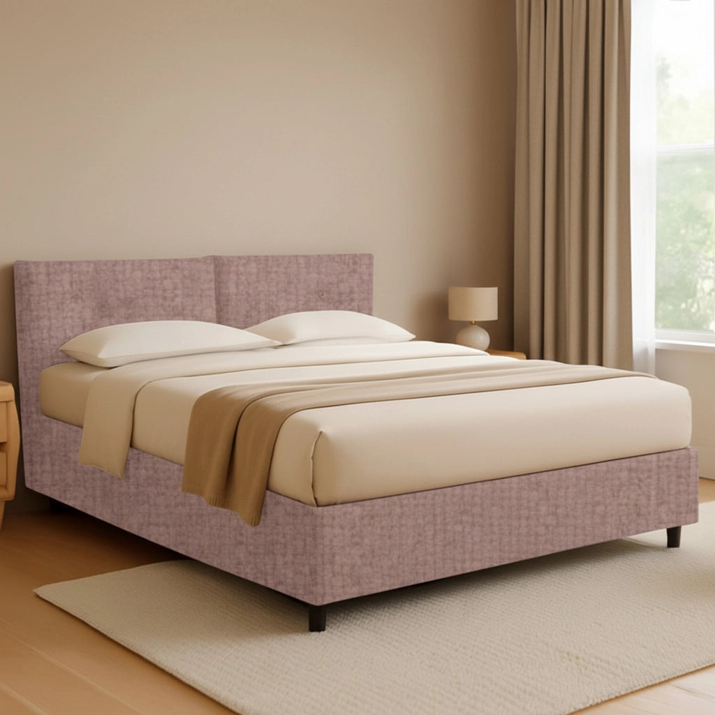 Leeds, Letto Piazza e Mezza Sfoderabile Made in Italy, Rosa Antico