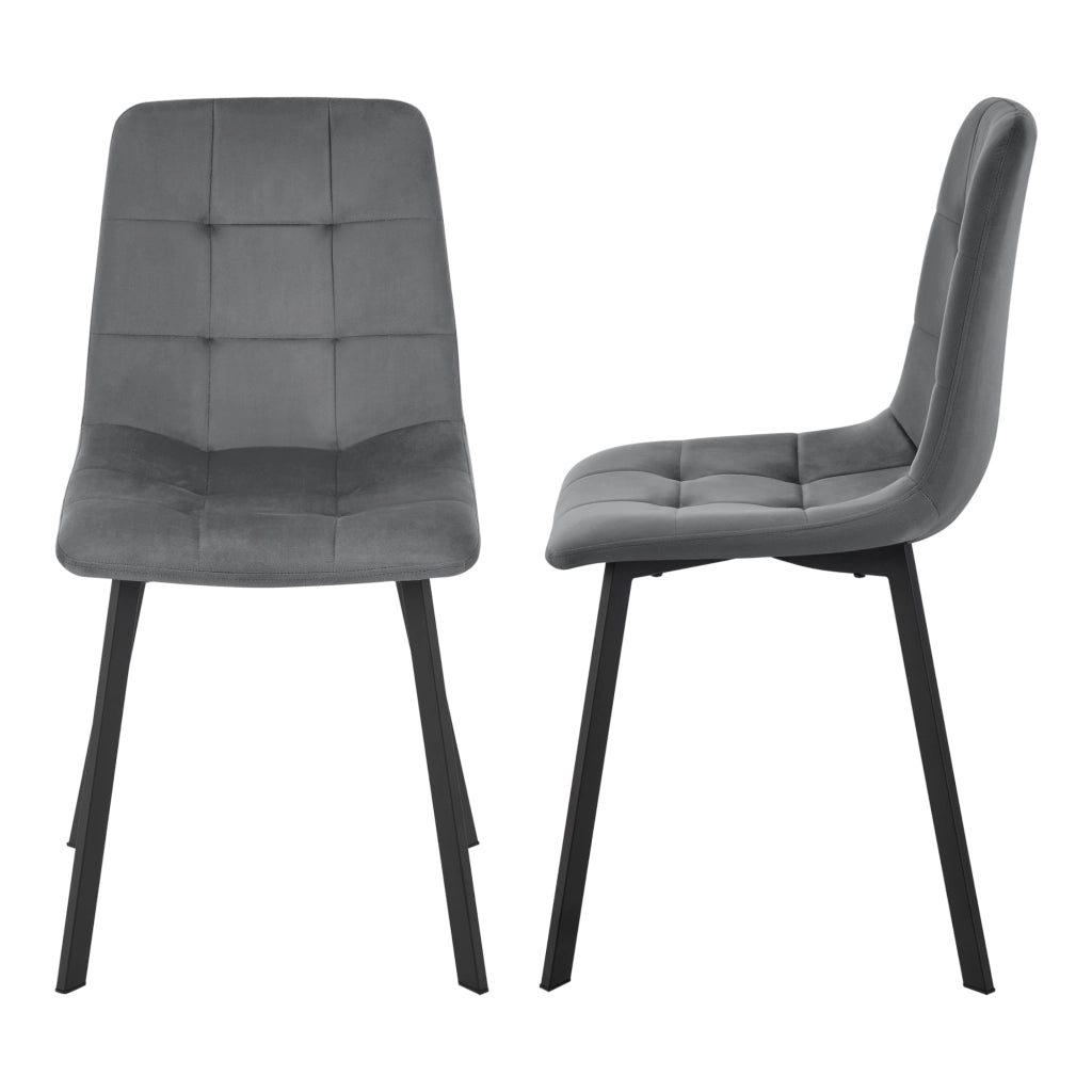 Set di 2 Sedie Lexnitz da Sala Pranzo Effetto Velluto - Grigio scuro [en.casa]