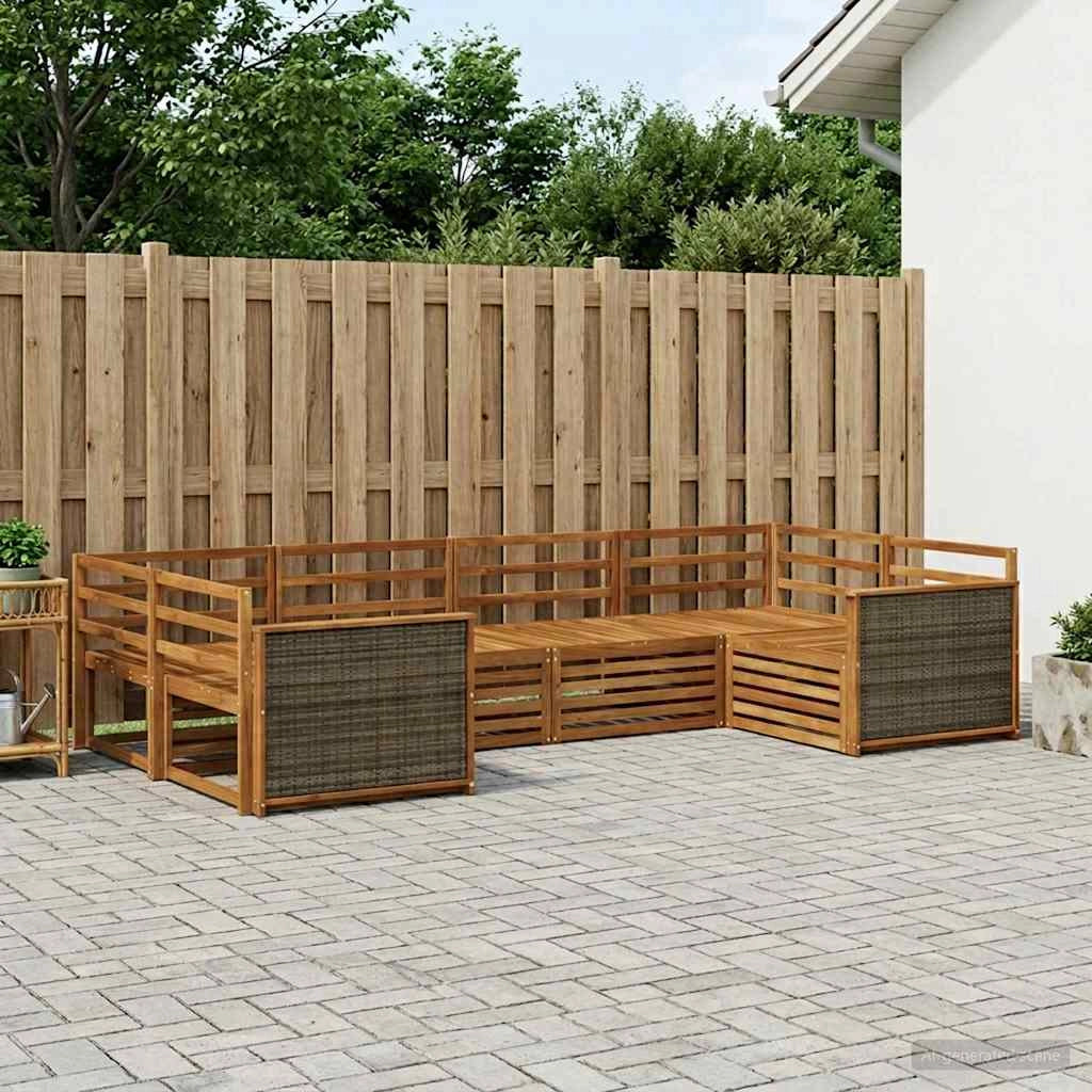 Set di divani da esterno 6 pz Naturale Legno di Acacia Massello 3383767