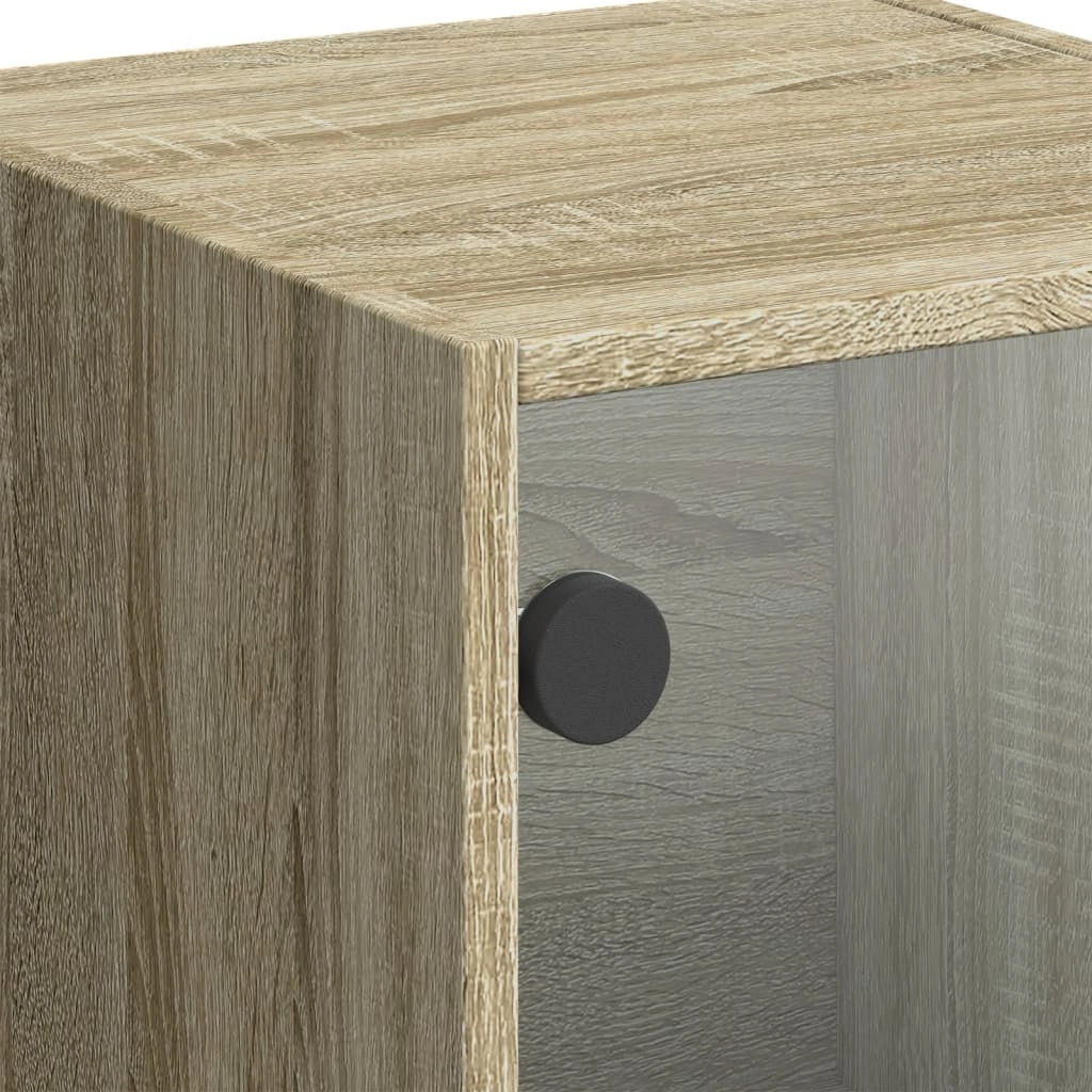 Buffet credenza cassettiera armadio mobile contenitore organizer per cucina soggiorno salotto con ante in vetro Sonoma 35 x 37 x 109 cm marrone 02_0030116