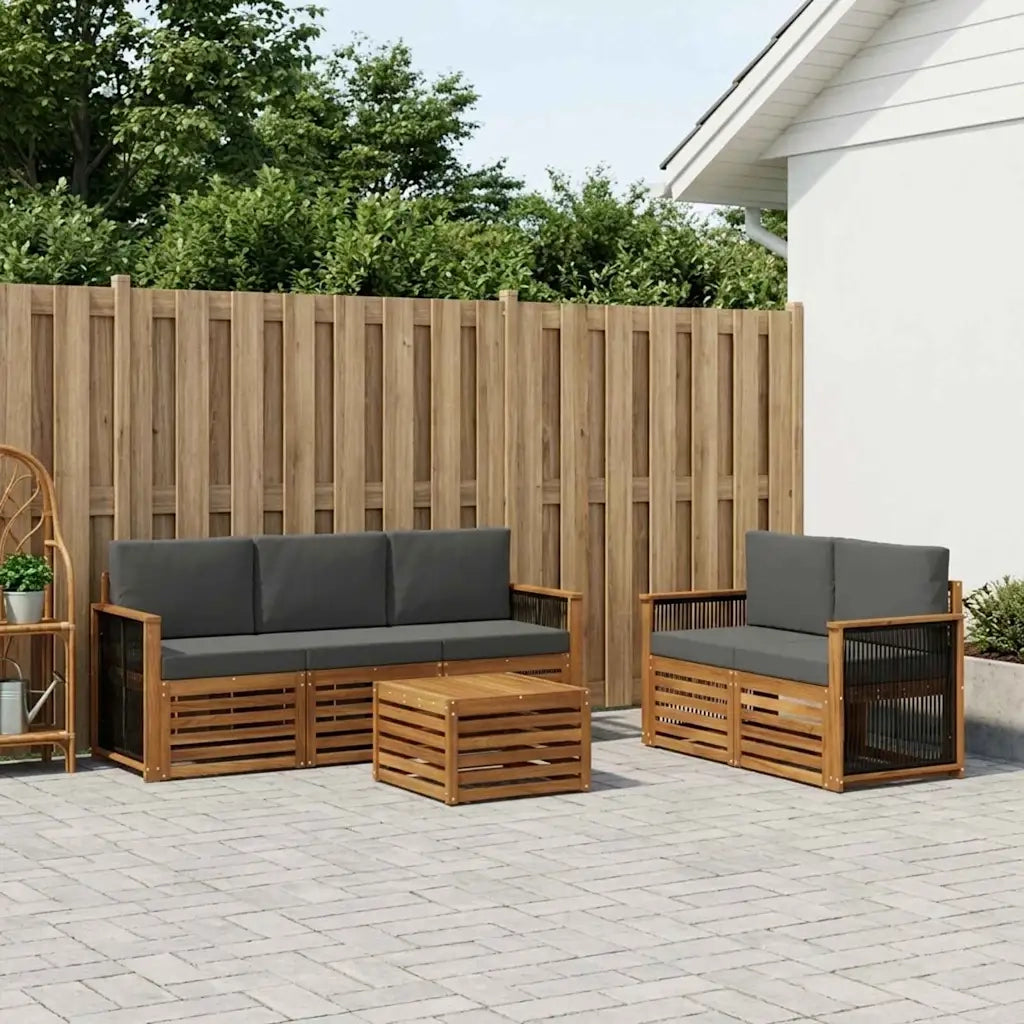 Set divani con cuscino 6 pcs Legno di Acacia Massello