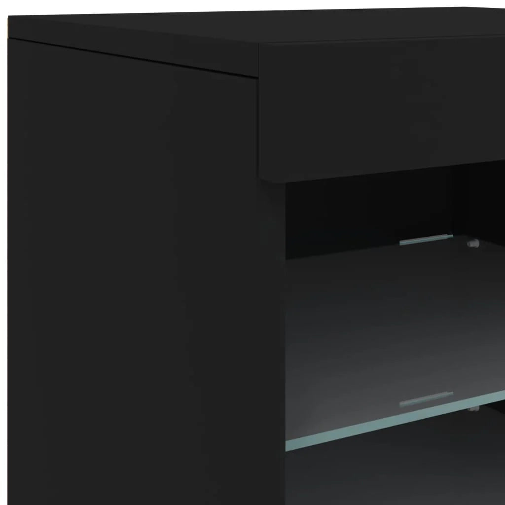 Buffet credenza cassettiera armadio mobile contenitore organizer per cucina soggiorno salotto con luci LED 41 x 37 x 67 cm nero 02_0030038