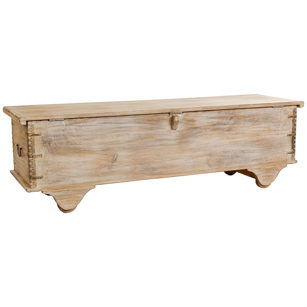 Baule in legno beige fatto a mano 150x45x46h cm