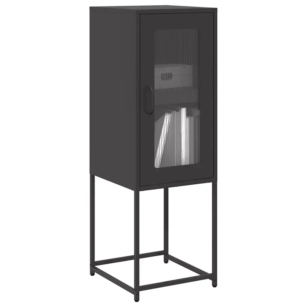 Credenza Nera 36x39x107 cm in Acciaio Laminato a Freddo 853398