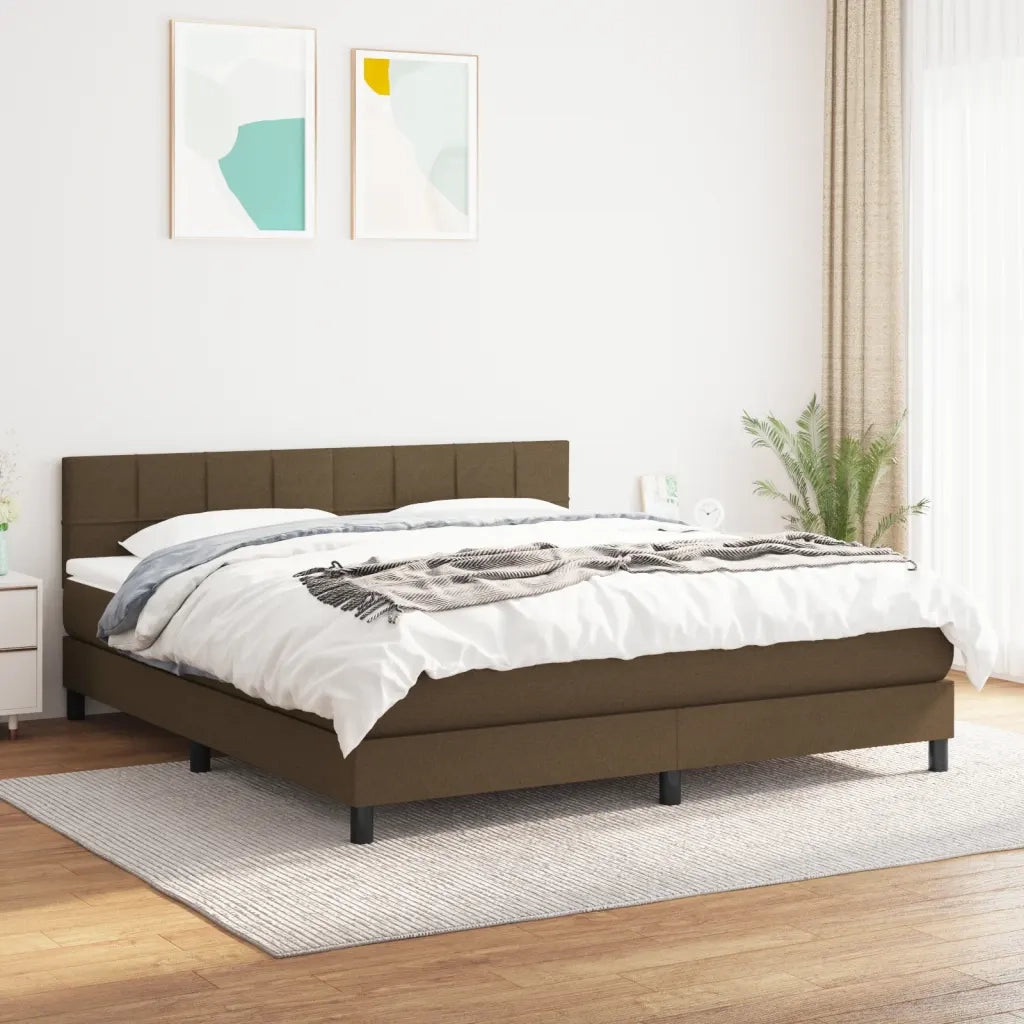 Giroletto a Molle con Materasso Marrone Scuro 160x200cm Tessuto 3140068
