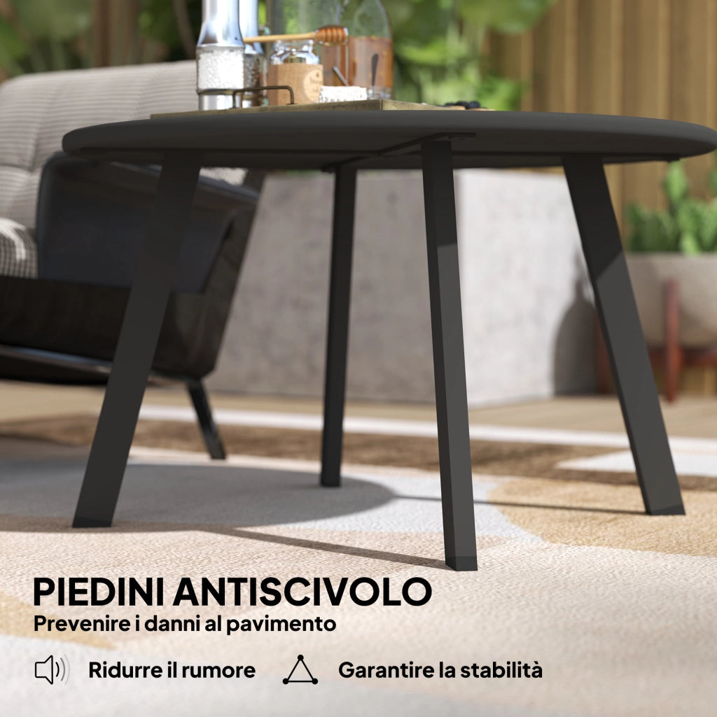 Tavolino da giardino rotondo industriale ¨C zephmum ¨C grigio, metallo, ?70x42 cm