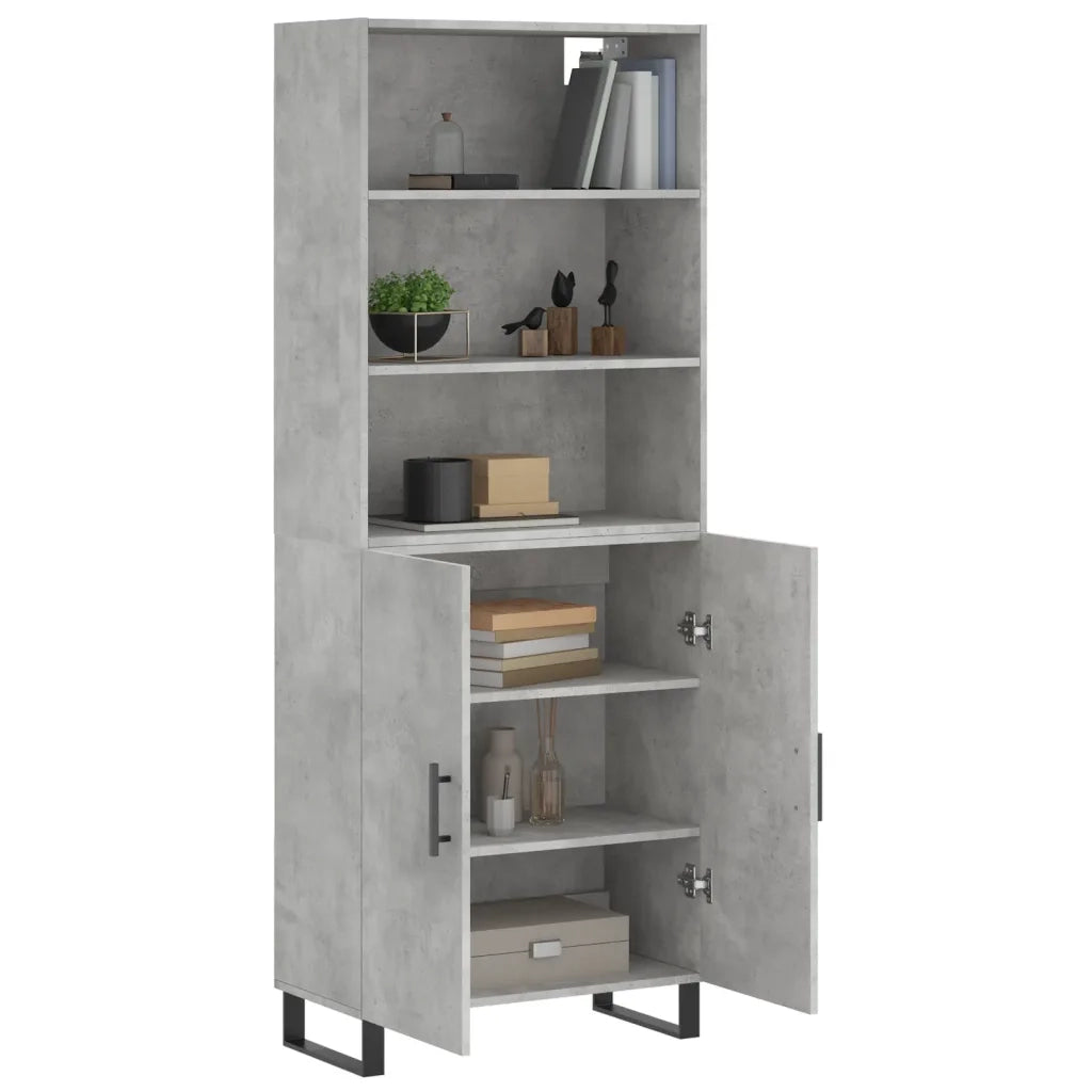 Credenza-Buffet-Armadio da cucina Grigio Cemento 69,5x34x180 cm in Legno Multistrato 527668