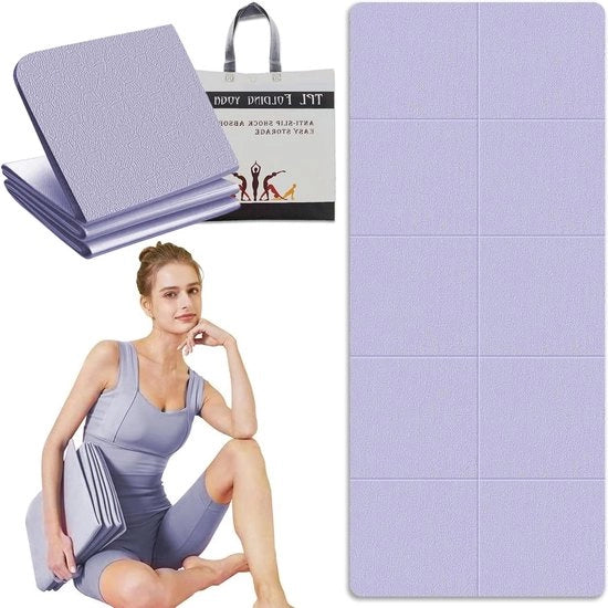 Yogamat opvouwbaar 183 x 61 cm - Yogamat con cuscino antiscivolo inclusa borsa - 6 mm di spessore - Mat per fitness, pilates e ginnastica