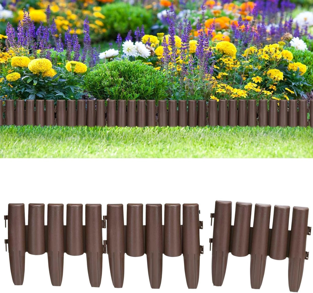 6x 8 Pz Recinto Aiuole 13,44m Prato Cornice Decorativa Giardino Recinzione Paletti Bordatura Palizzata