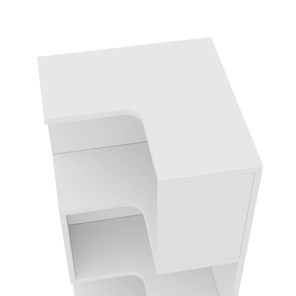 Libreria angolare a L con illuminazione LED controllabile da app, 45 x 43,5 x 180 cm, bianca