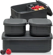 Set di contenitori per il pranzo con ciotole per bambini e adulti - SpaceBlack, 1 x 900 ml 2 x 280 ml