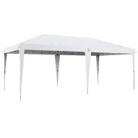 Gazebo 6 x 3 m da Giardino Pop-up Pieghevole con Borsa Inclusa, Acciaio Epossidico Oxford ad Alta Densità, Bianco