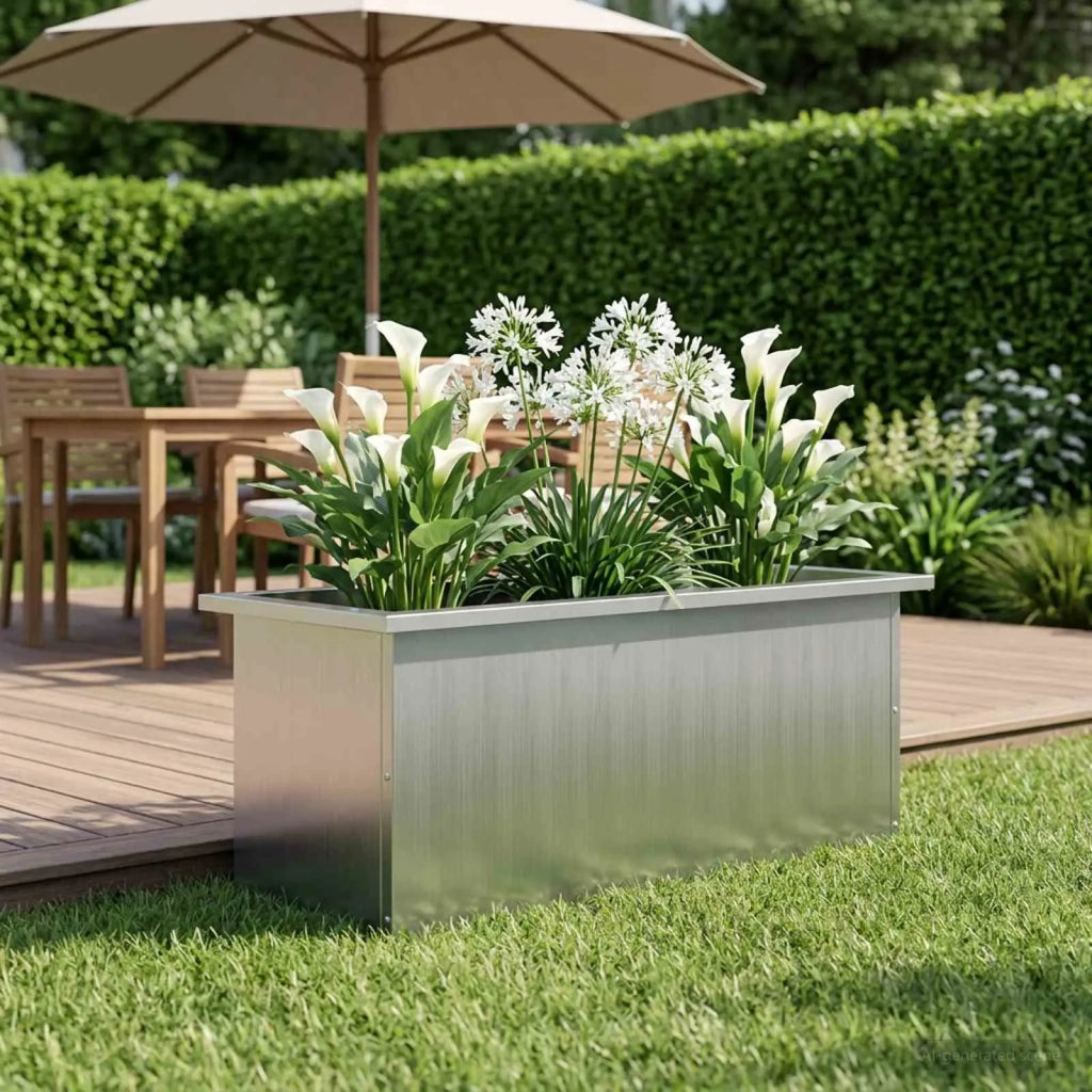 Fioriera da giardino con LED Argento 30 x 80 x 30 cm 8008108