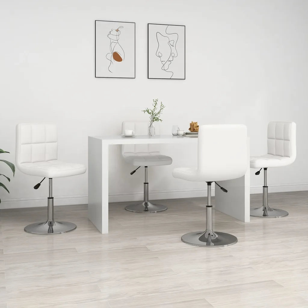 Sedie da Pranzo 4 pz Bianche in Similpelle 334189