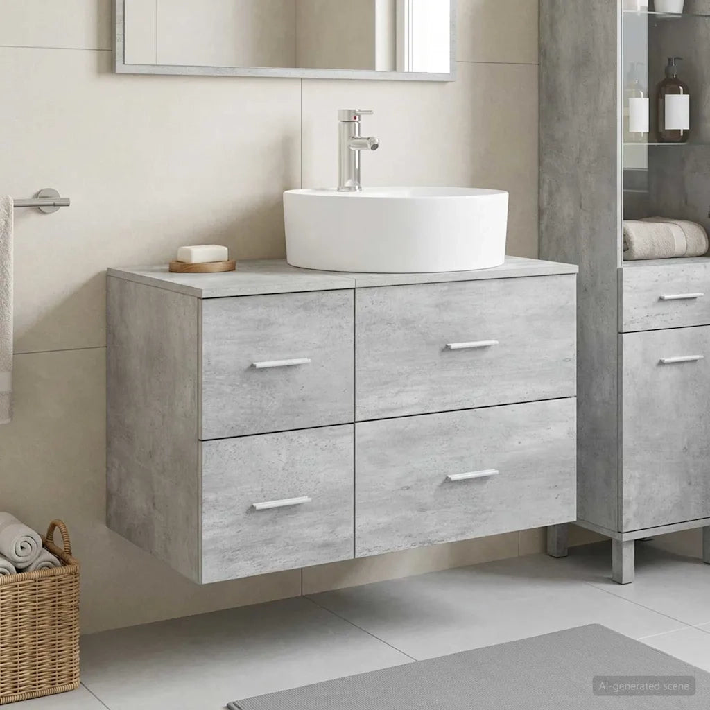 Set di mobili per il bagno 2 pz Grigio Cemento 3403987