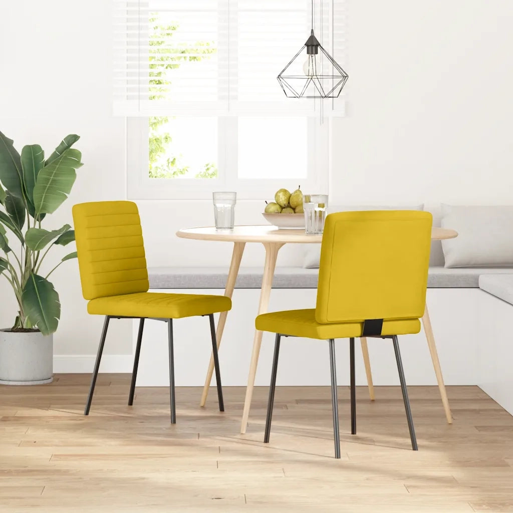 Sedie da Pranzo 2 pz Gialle in Velluto 4101163
