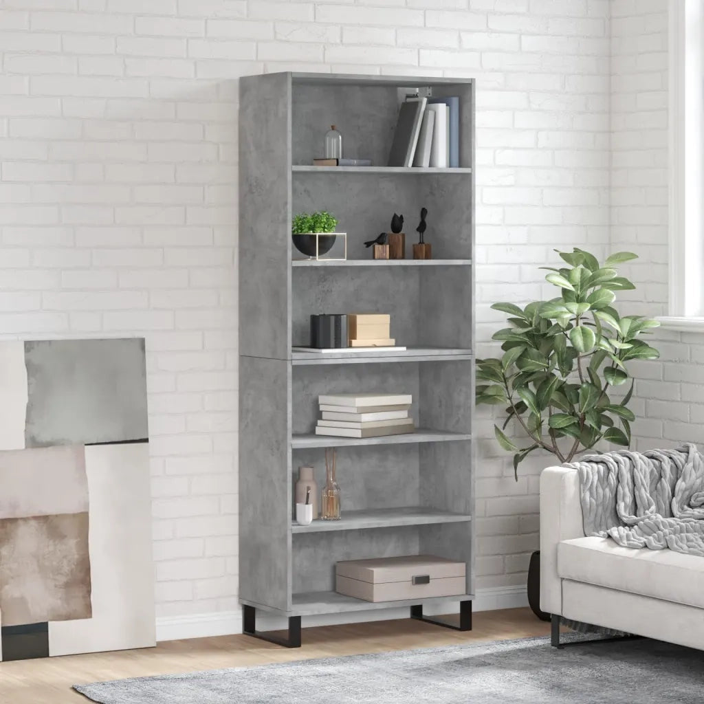 Credenza Grigio Sonoma 69,5x32,5x180 cm Legno Multistratocod mxl 101619