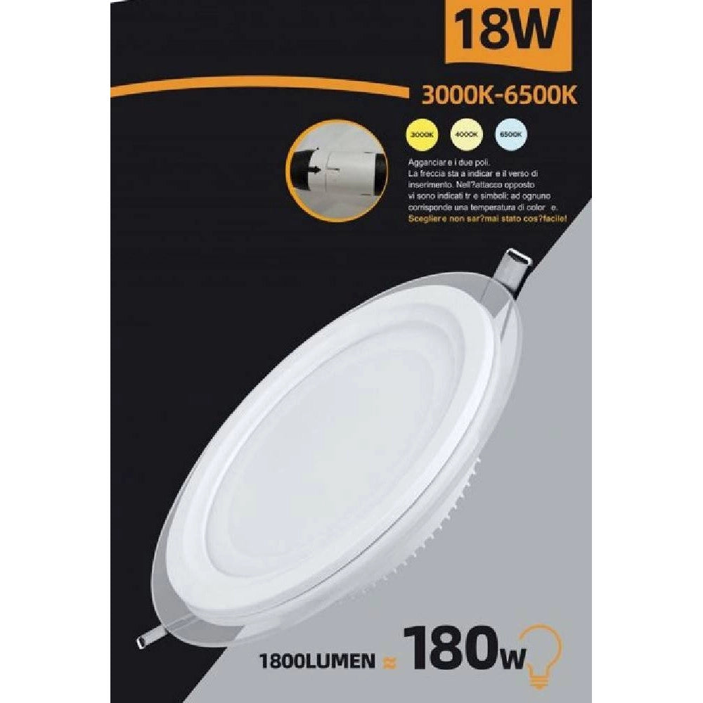 Trade Shop - Pannello Led Slim Incasso Bordo In Vetro 18w Cct 3 Colorazione Di Luce P165e-t3c -