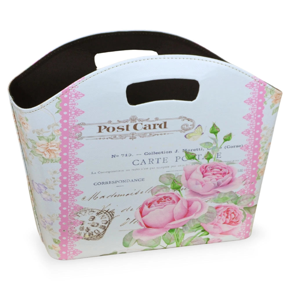 Borsetta Contenitore Flowers con manici fantasia rosa cm 40 x 15 x h 30