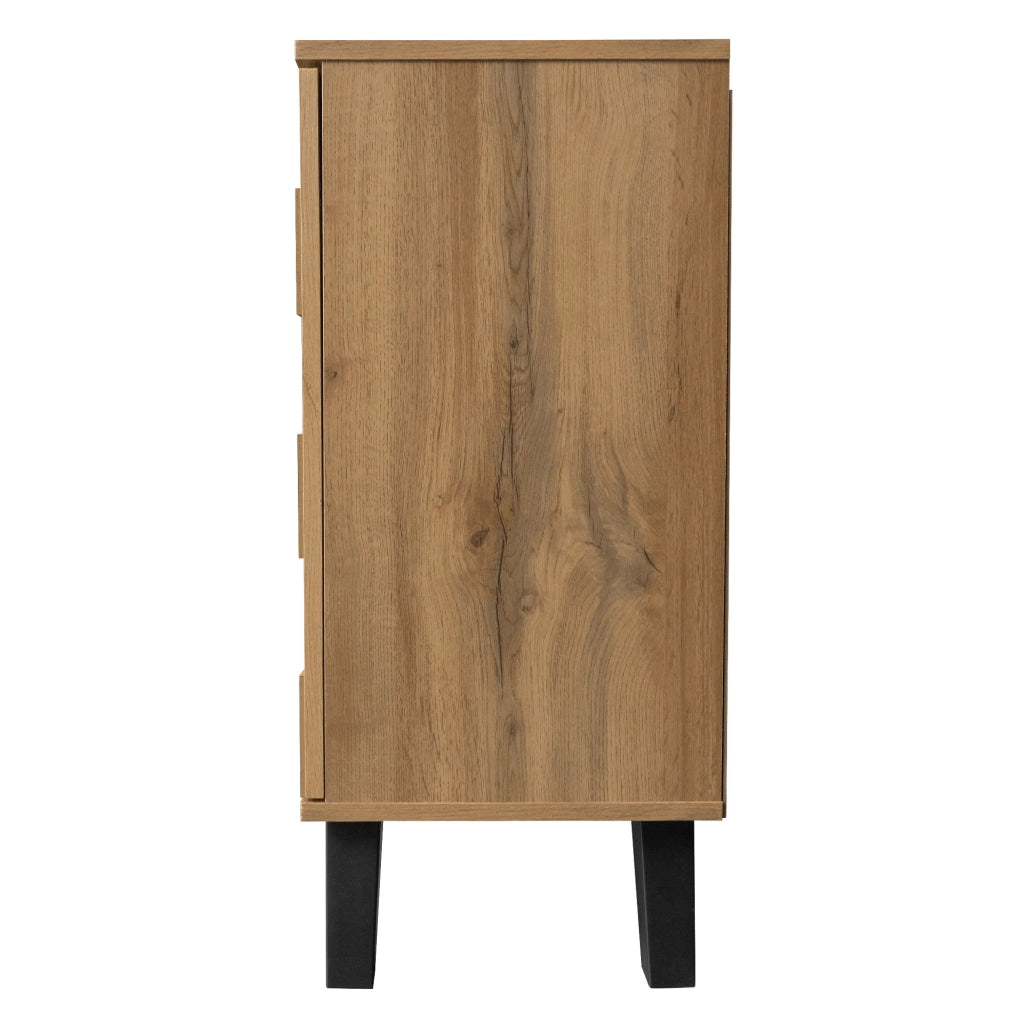 Credenza 160;5x35;5x78 cm con 4 ante; ripiani regolabili; pannello truciolare; colore naturale