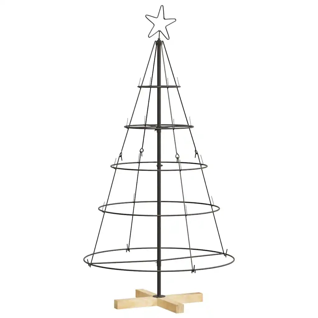 Albero a Cono di Natale | Decorazioni natalizie con supporto Nero 126 cm Acciaio