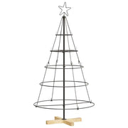 Albero a Cono di Natale | Decorazioni natalizie con supporto Nero 126 cm Acciaio