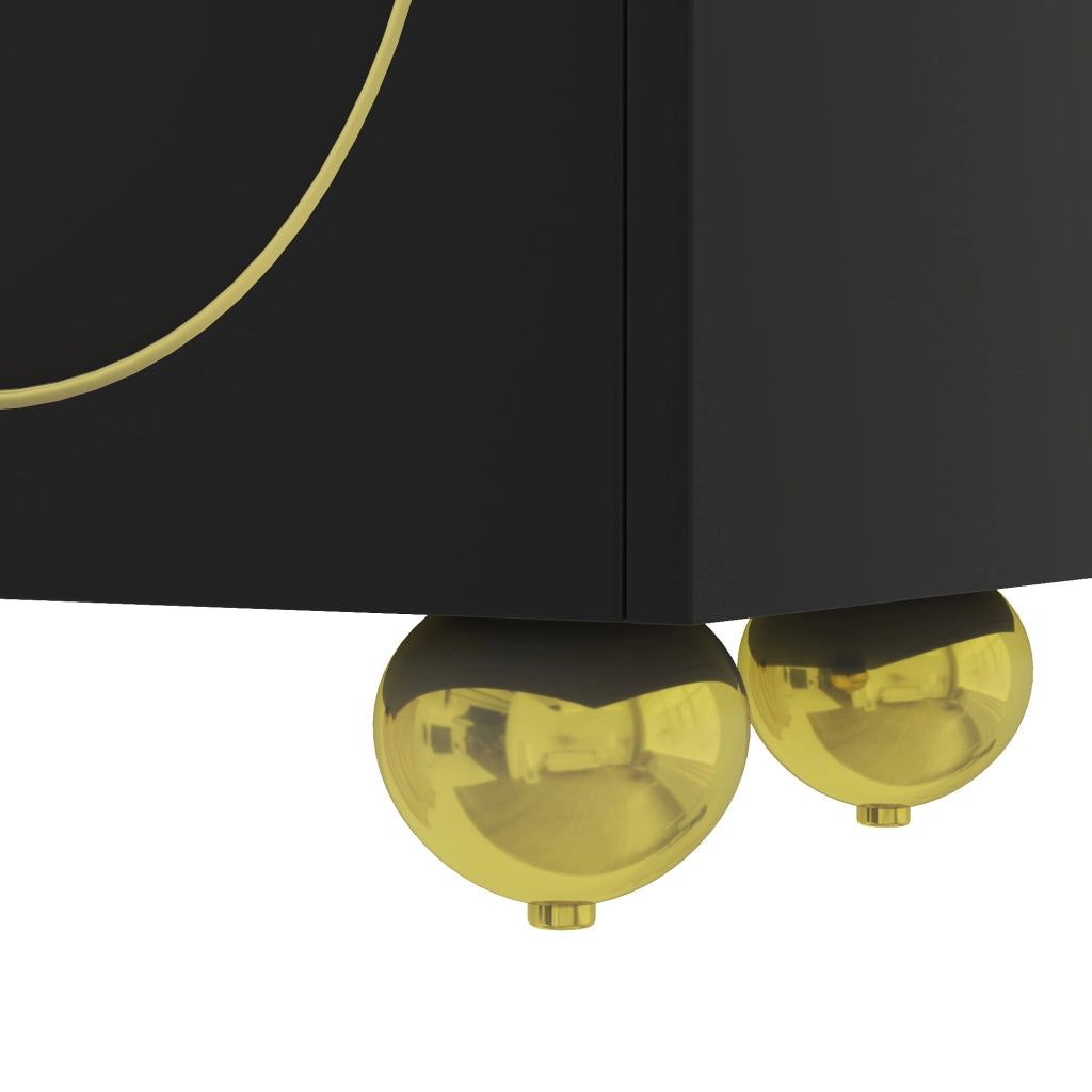 Mobile porta TV con 4 ante push-to-open ripiani interni e cerniere ammortizzate nero e oro 170 × 38 × 44 cm