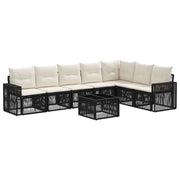 Set Divano da Giardino 8 pcs Nero e Bianco Crema polyrattan 3435136
