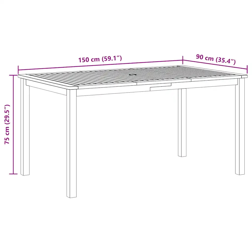 Tavolo da Giardino 150x90x74 cm in Massello di Acacia 44105