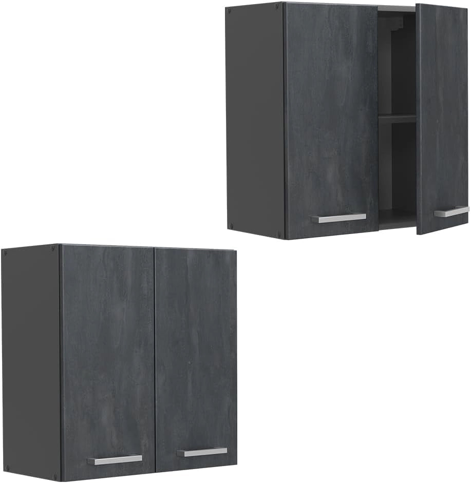Pensile da cucina R-Line, Calcestruzzo nero, 60 cm, per la libera combinazione all'interno di sistemi cucina modulari