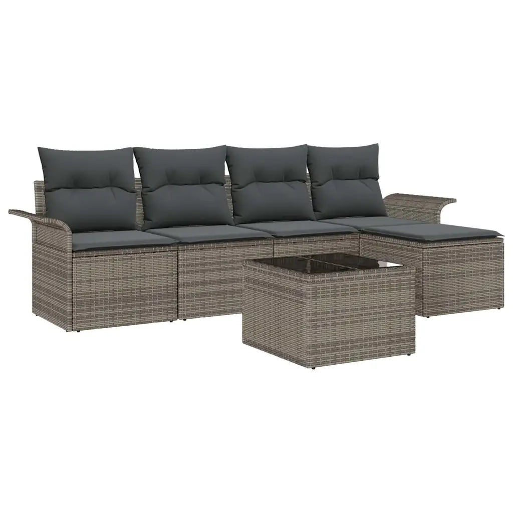 Set Divano da Giardino con cuscino 6 pcs Grigio polyrattan 3353998