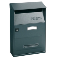 ALUBOX FT Cassetta Postale Da Esterno 32,5X22X11 Cm Cassetta Posta Con Tettuccio Superiore Cassetta Lettere Prelievo Frontale Cassetta Della Posta Formato Lettera COLORE: ANTRACITE