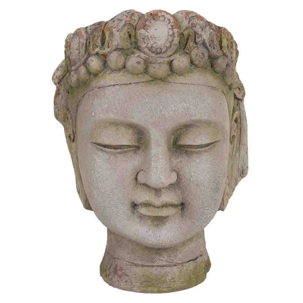 Vaso a forma di testa di Buddha in magnesio 35x28x38 grigio
