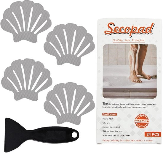 Antislip ades anti-scivolo, 24 pezzi di adesivi per bagno, vasca, doccia, scalini, autoadesivi, spazzolino (grigio)
