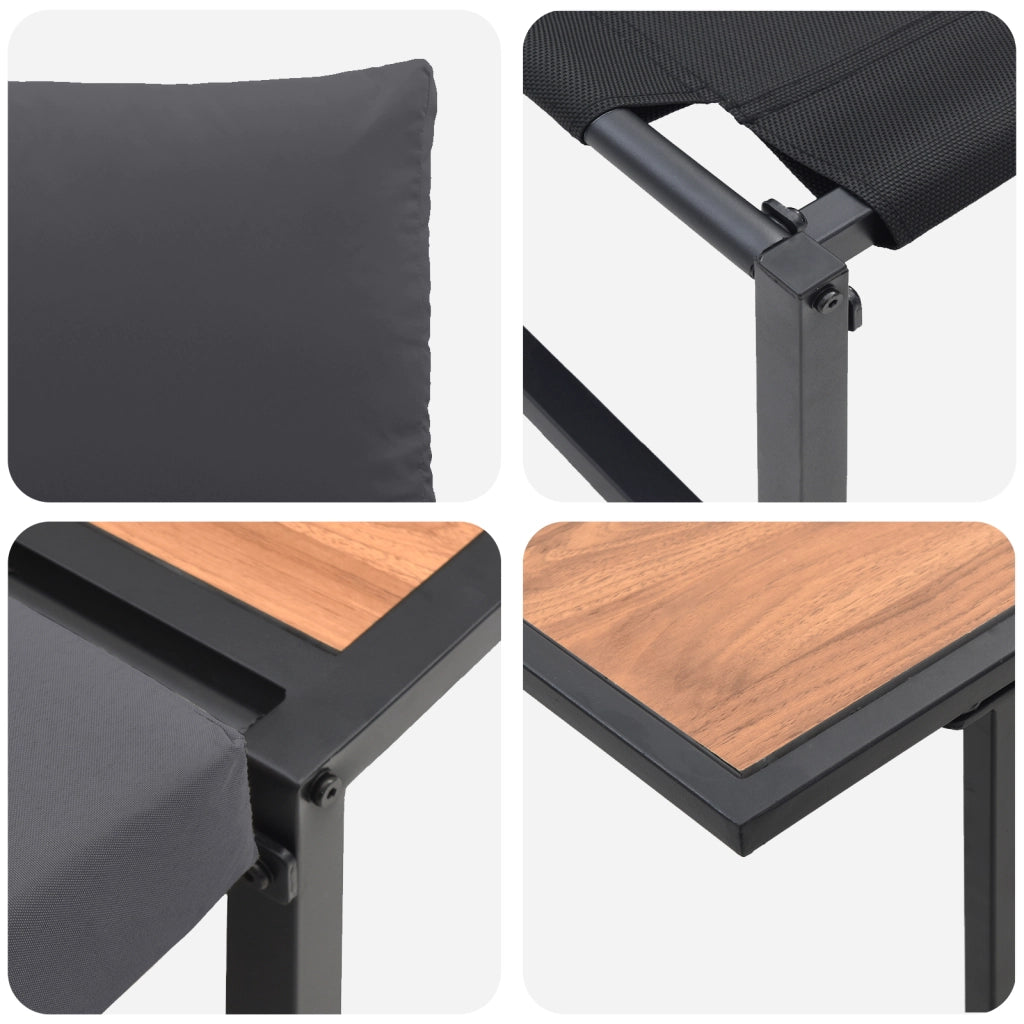 Set da Pranzo da Giardino in 3 Pezzi con Cuscini Antracite