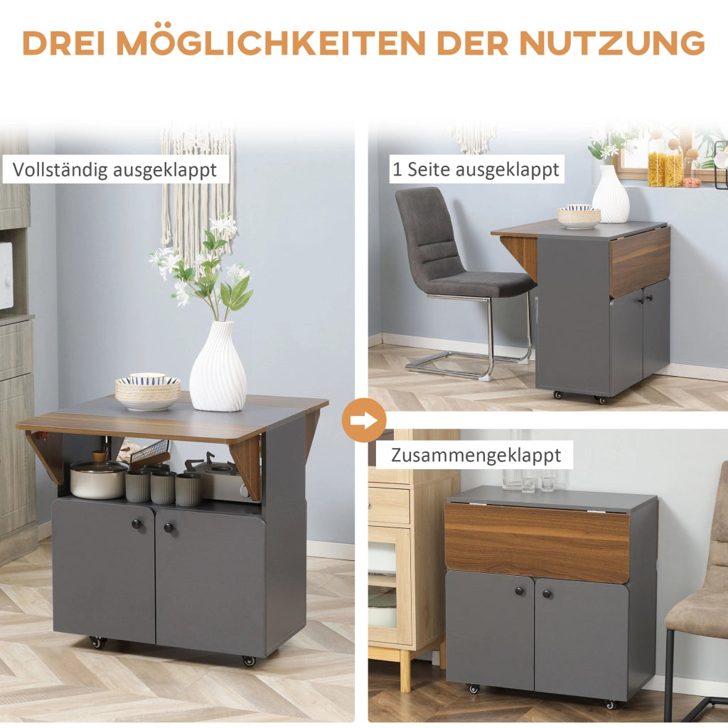 Tavolo pieghevole con cassettiera ¨C zephmum ¨C Grigio chiaro e marrone scuro, 70x83x75 cm