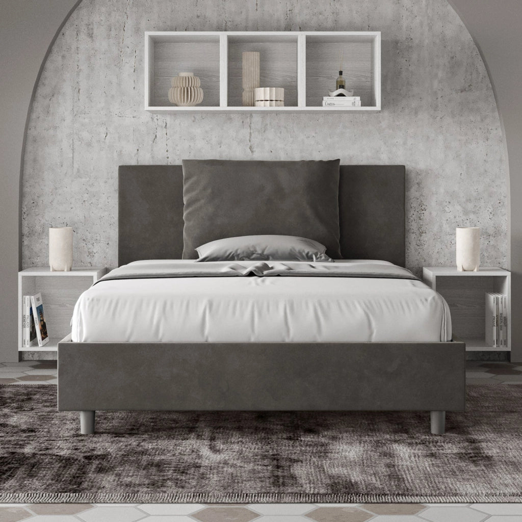 Letto Matrimoniale Extra Large 200x200 cm con Rete Antea Grigio
