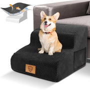 Trappola per cani per piccoli cani, 2 gradini, Trappola per gatti antiscivolo per anziani gatti, Trappola per cani con fodera lavabile, Nero