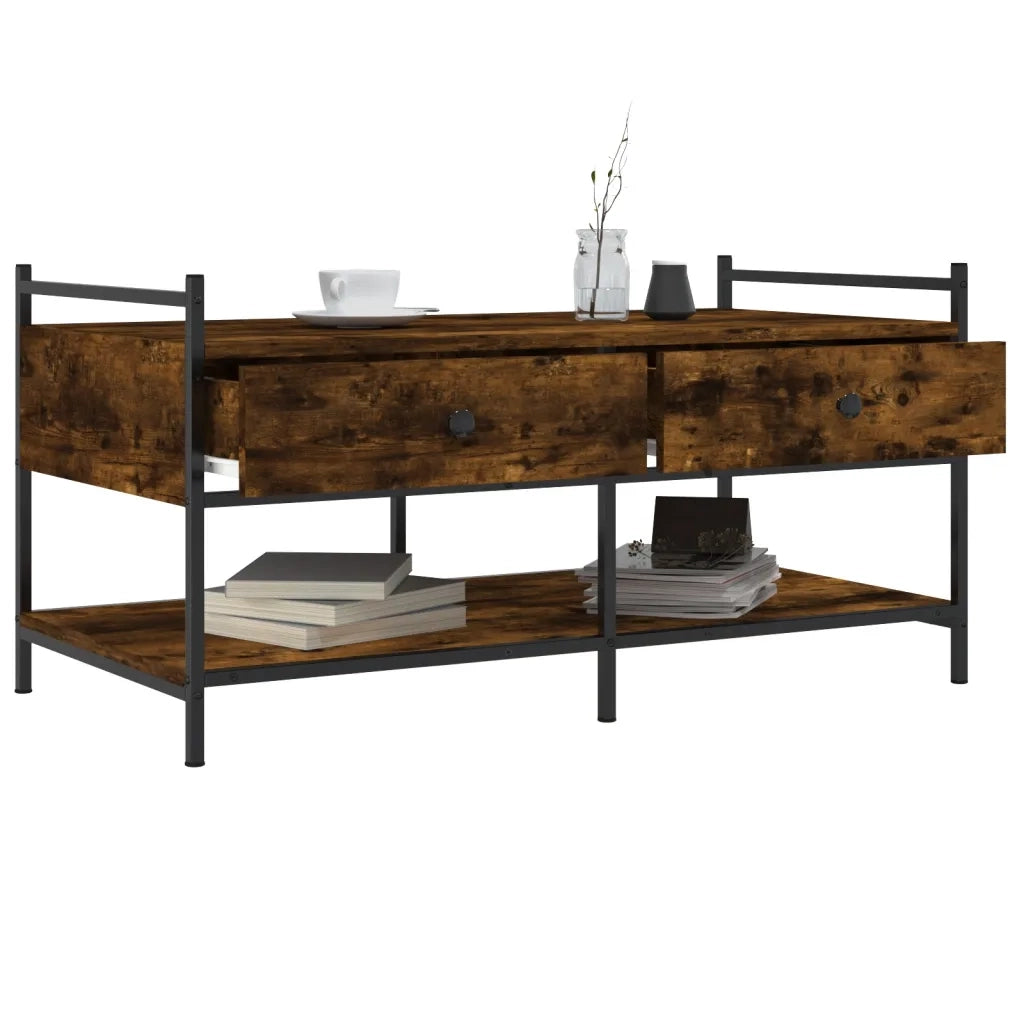 Tavolino da Salotto Rovere Fumo 99x50x50cm in Legno Multistrato 833962