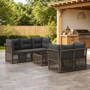 Set Divano da Giardino 6 pz Grigio polyrattan 3434135