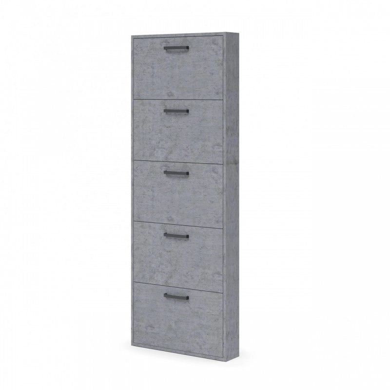 Scarpiera Slim 5 ribalte grigio cemento legno nobilitato h.180x65x15 cm