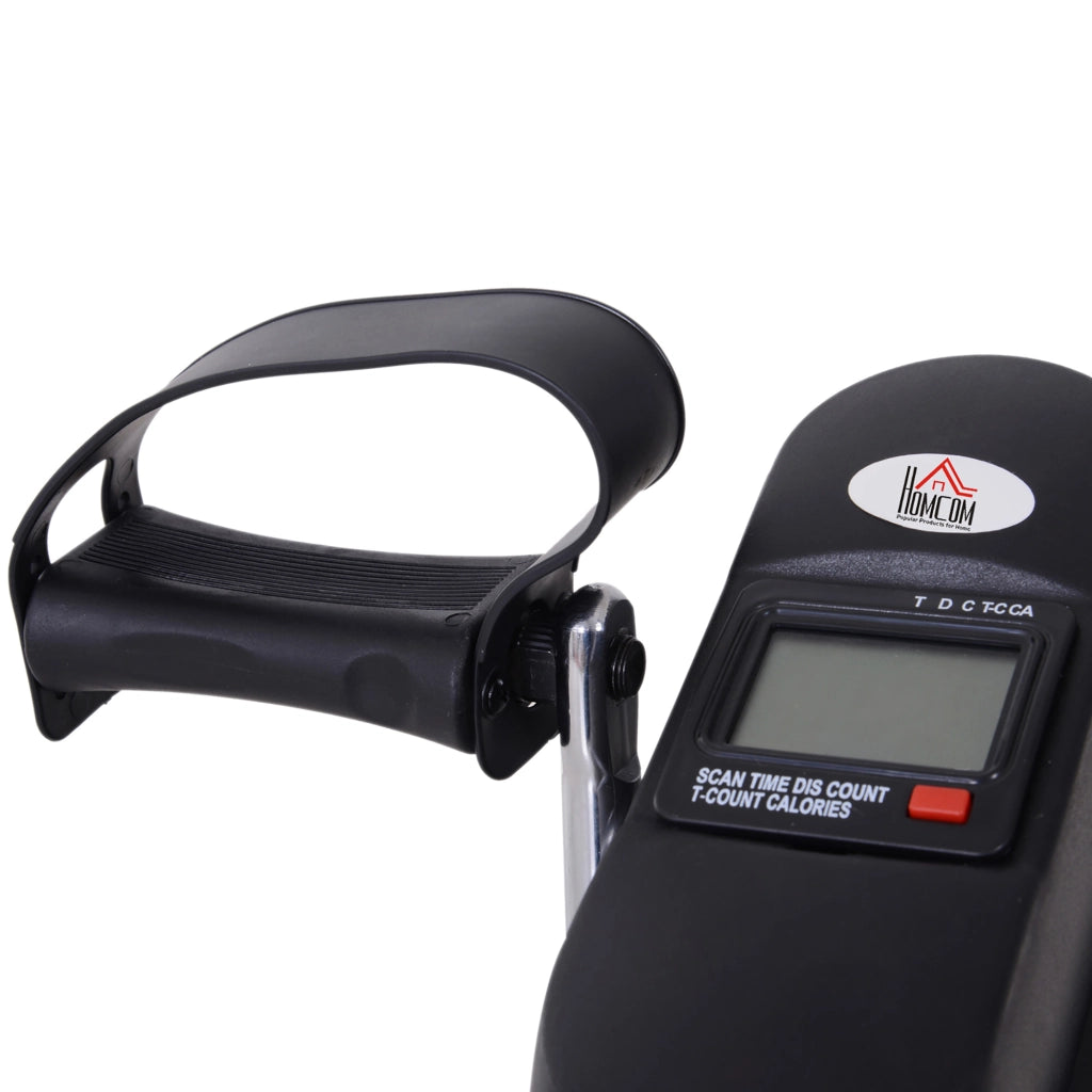 Mini cyclette con pedali, display LCD, in ghisa, nera, compatta (35x40x31 cm) per casa e fitness.