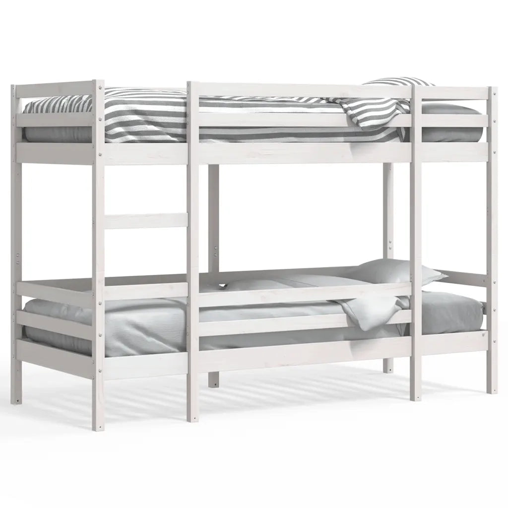 Letto singolo | Letto per adulti | Letto a Castello Bianco 75x190 cm in Legno Massello di Pino