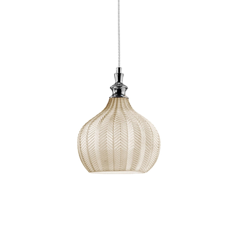 Lampada a Sospensione Cleofe S/11 Ocra - Montatura in Metallo Cromo con Vetro Ocra Trasparente 1xE27 Max 60W IP20 - Gealuce