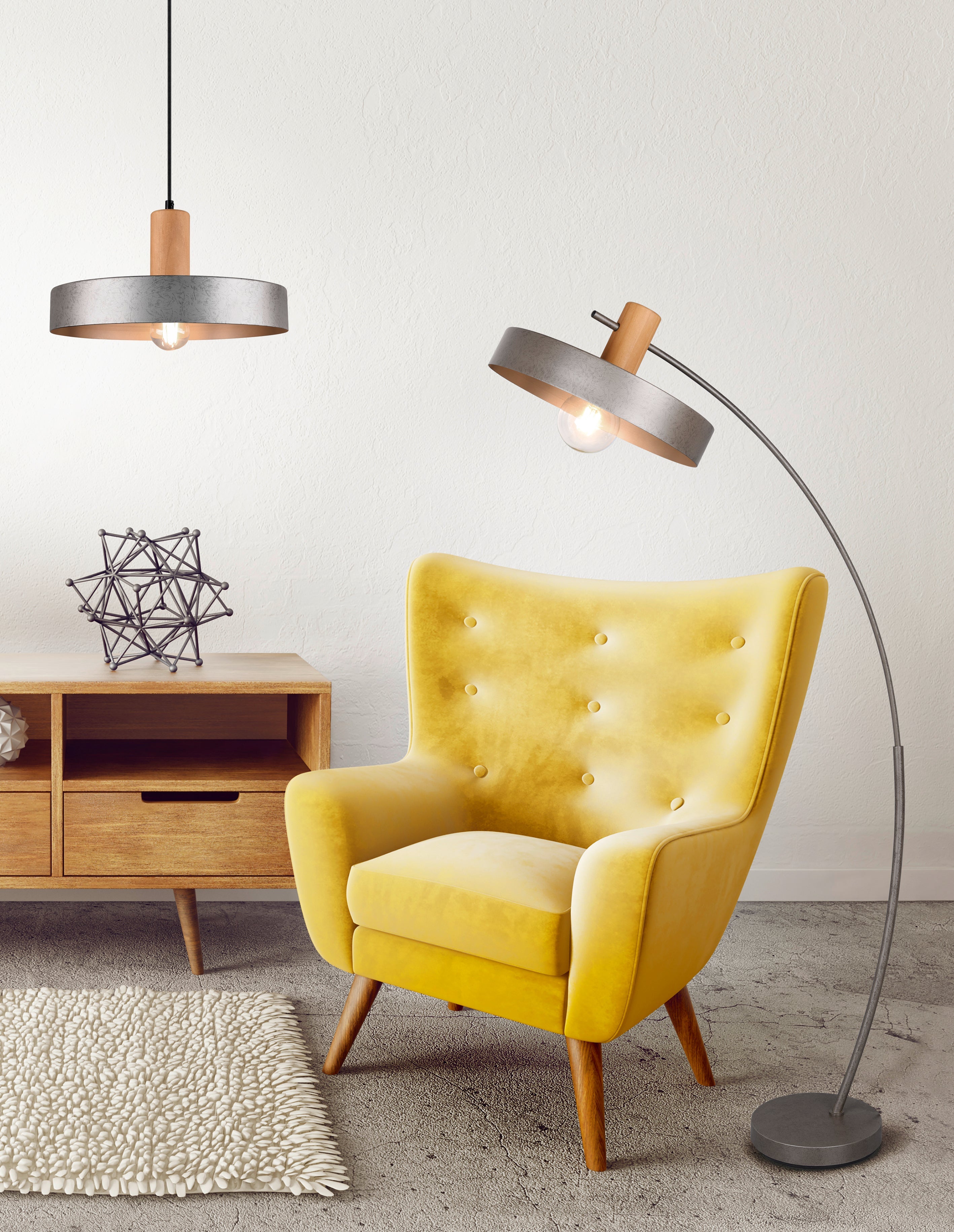 Lampada a Sospensione da Interno a Led in Metallo Nichel Anticato