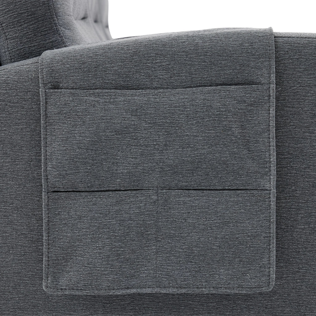 Divano ad angolo, divano a L a 3 posti, con poggiapiedi, 204x136x80 cm, grigio
