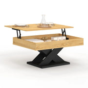 IDMarket - Tavolino rettangolare con piano sollevabile in legno ALICIA e base nera
