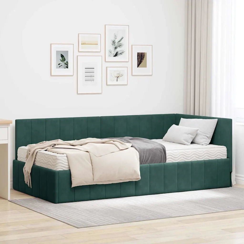 Struttura Letto Angolare con Materasso 2 pcs Verde Velluto 3393870